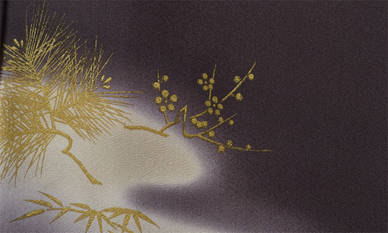 訪問着「栗色に松竹梅模様」