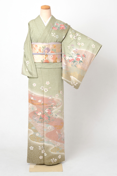 訪問着[若菜色・花]