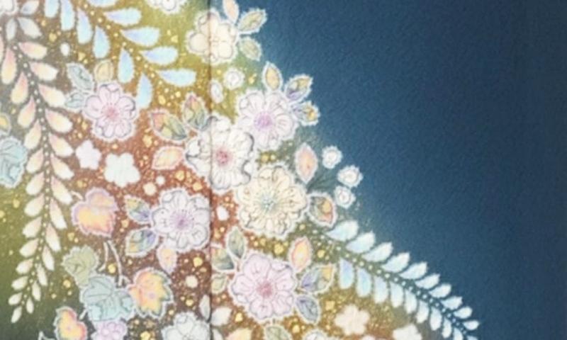 訪問着[藍色地の辻が花模様]