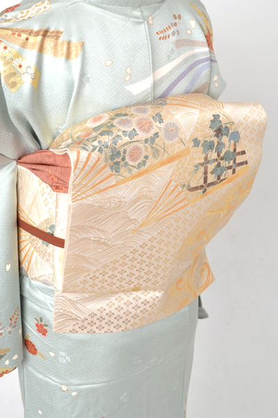 訪問着[水色・束ね熨斗]