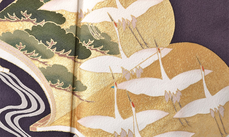 色留袖[紫色地の冊子模様]