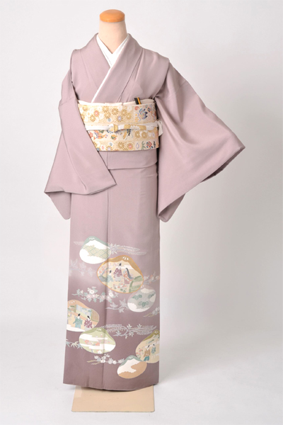 色留袖[うす紫の貝模様]