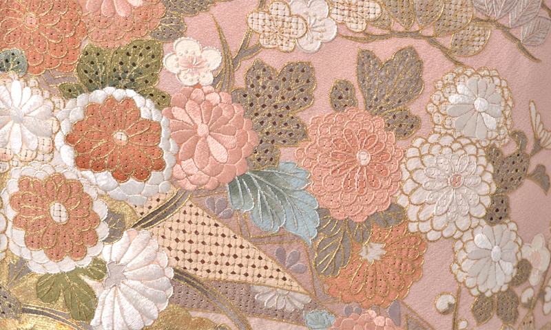 色留袖[うす紅梅色の自然風景模様]