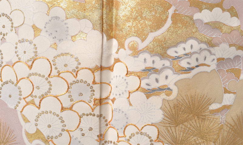 色留袖[灰桜色の松竹梅模様]