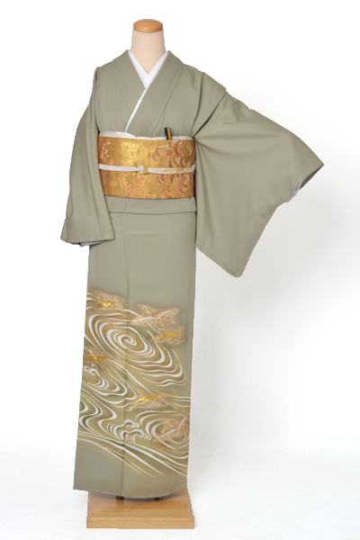色留袖[老竹色・鶴]