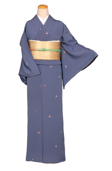 小紋［ブルー紫色地の花模様］