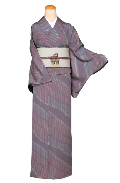 小紋［薄紫色地の縞模様］