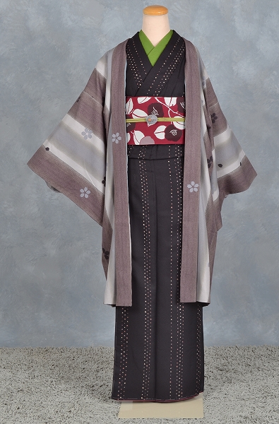 shibuya casual［こげ茶色地の珠つなぎ模様］