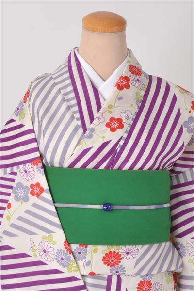 小紋［白地と縞の幾何学模様］