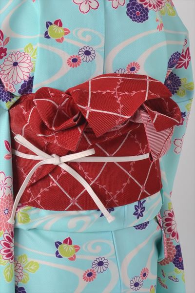 小紋［水色地に花模様］