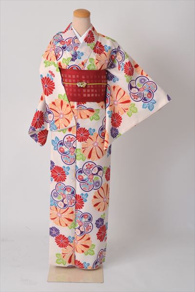 小紋［白色のねじり梅模様］