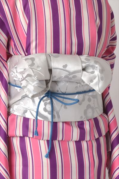 小紋［紫とピンク白の縞模様］