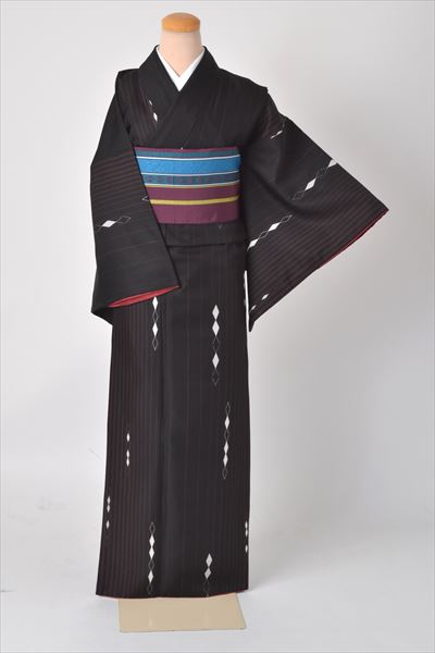 小紋［黒地の菱つなぎ模様］