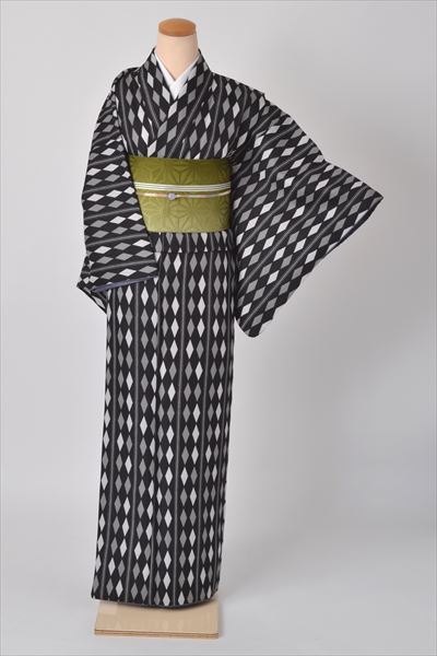 小紋［黒地の菱つなぎ模様］