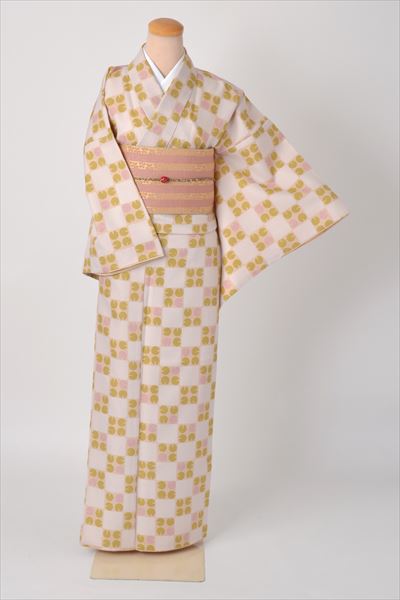 小紋［ベージュの市松模様］