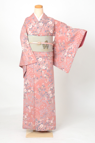 小紋（撫子色の辻が花模様）