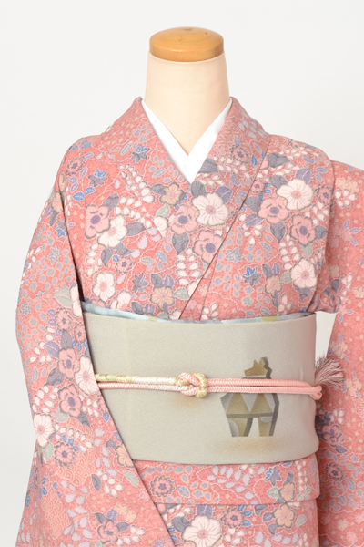 小紋（撫子色の辻が花模様）