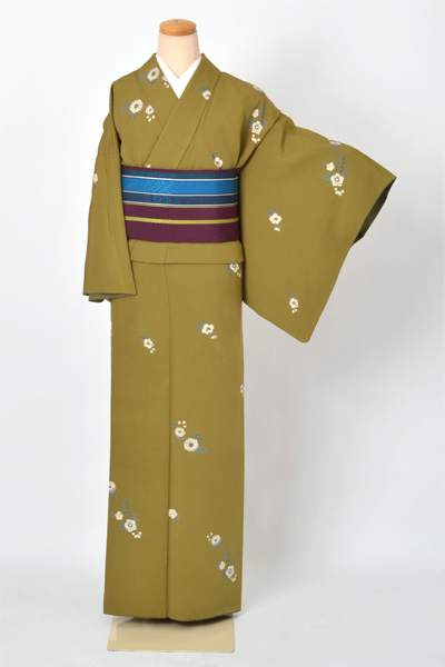 小紋［抹茶・花］