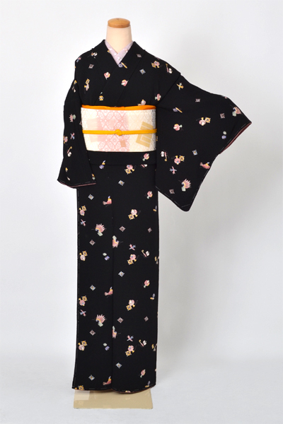 小紋［黒・宝尽くし］