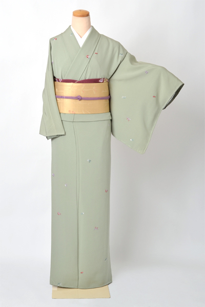 小紋［若緑色・花］