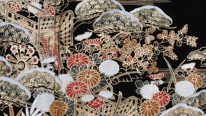 黒留袖[波に牛車]