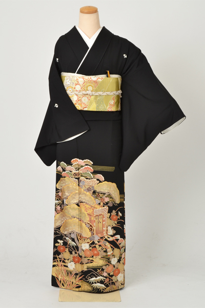 黒留袖[笠松に御所車模様]