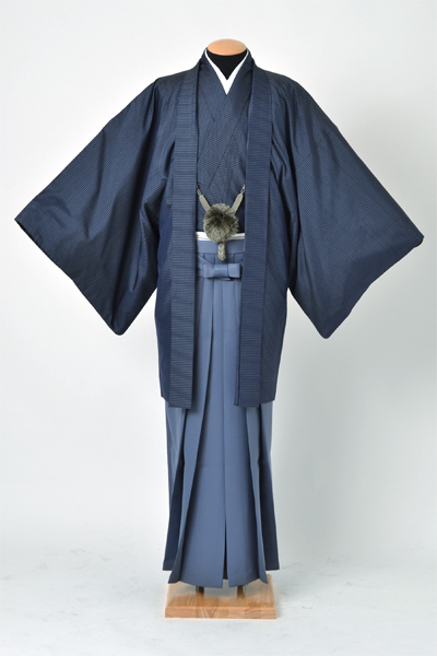 紬・大島アンサンブル(紺・無地の袴)