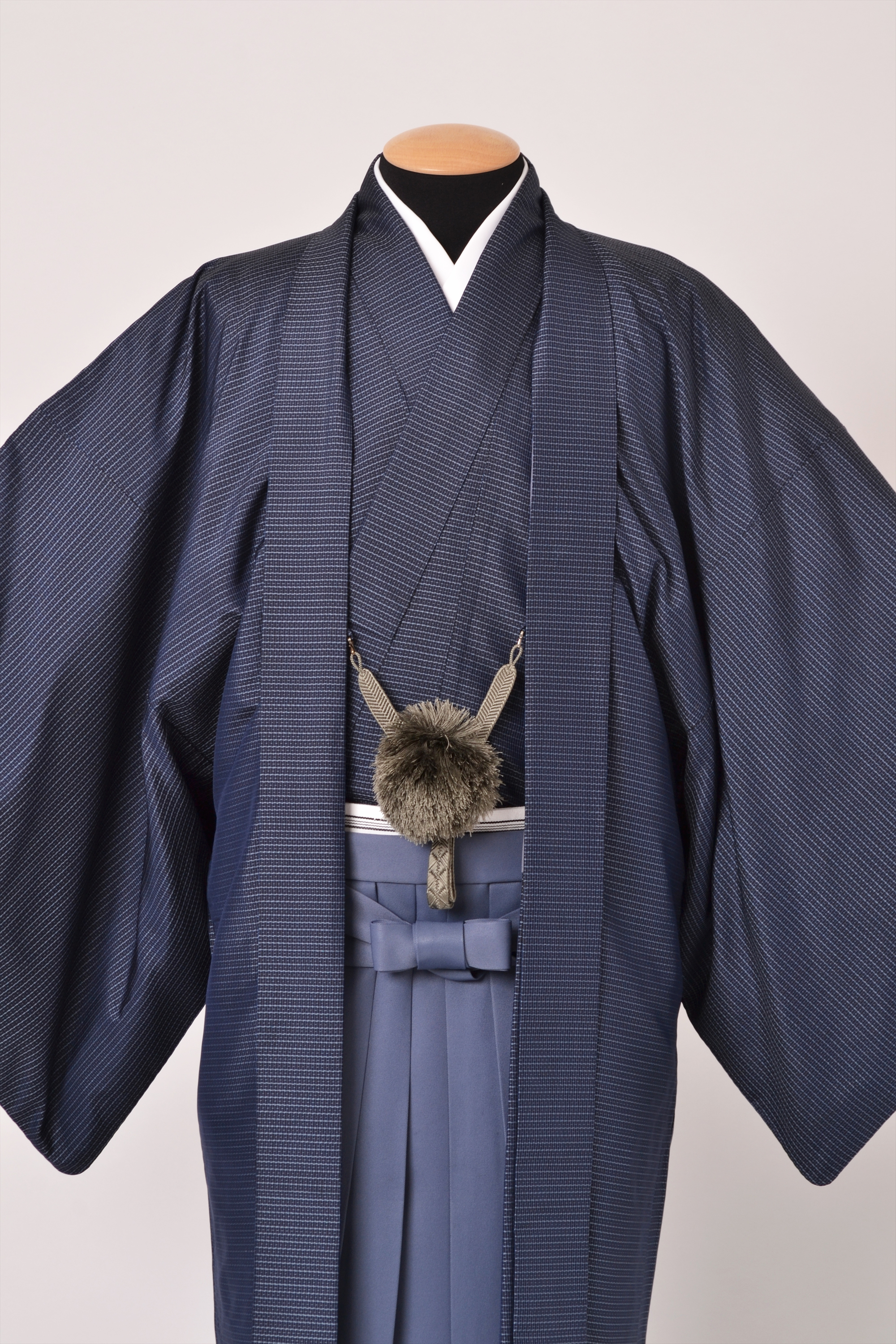 紬・大島アンサンブル(紺・無地の袴)