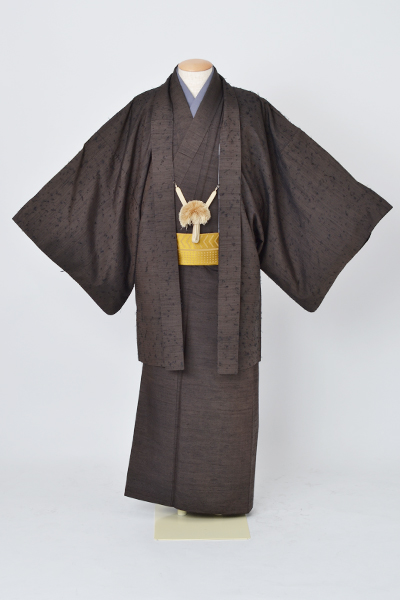 紬アンサンブル[焦げ茶のひげ紬]