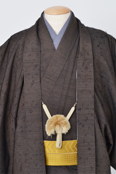 紬アンサンブル[焦げ茶のひげ紬]