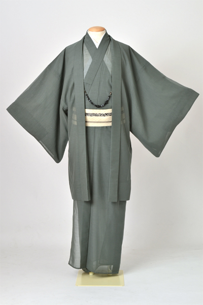 夏着物/紗アンサンブル・着流し[深川鼠色]