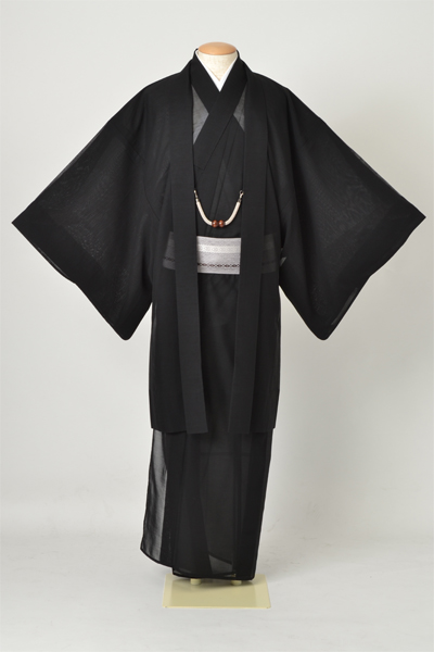 夏着物/紗アンサンブル・着流し[黒]