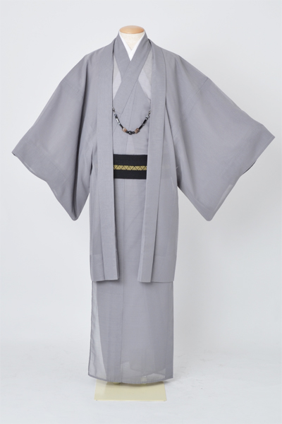 夏着物/紗アンサンブル・着流し[銀鼠]