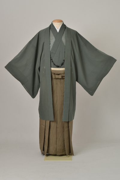 夏着物/紗アンサンブル・袴付[深川鼠色]