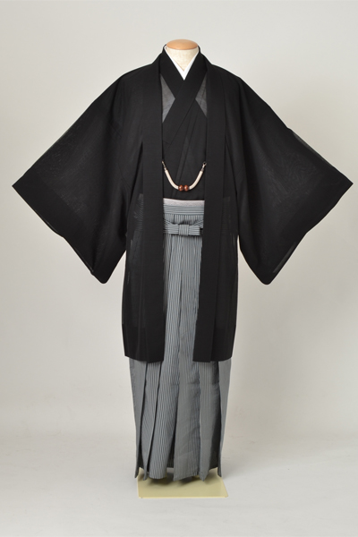 夏着物/紗アンサンブル・袴付[黒]