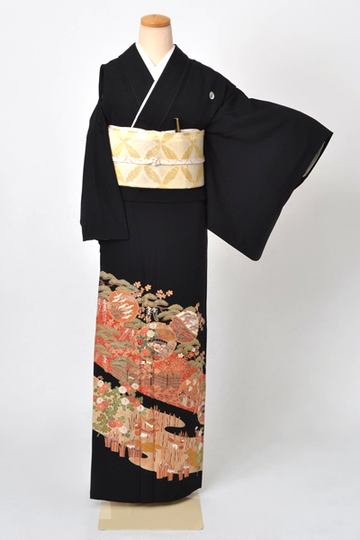 単衣黒留袖[雪輪模様]