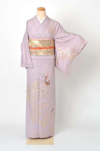 単衣訪問着[薄紫色・萩模様]