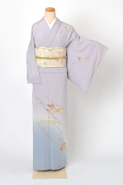 単衣訪問着[薄紫・唐草]