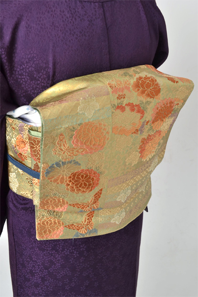 単衣訪問着[赤紫色地の秋草模様]