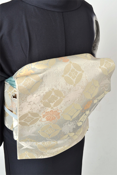 単衣訪問着[黒地の波模様]