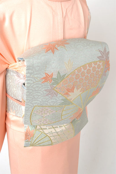 単衣訪問着［桃色の花模様］