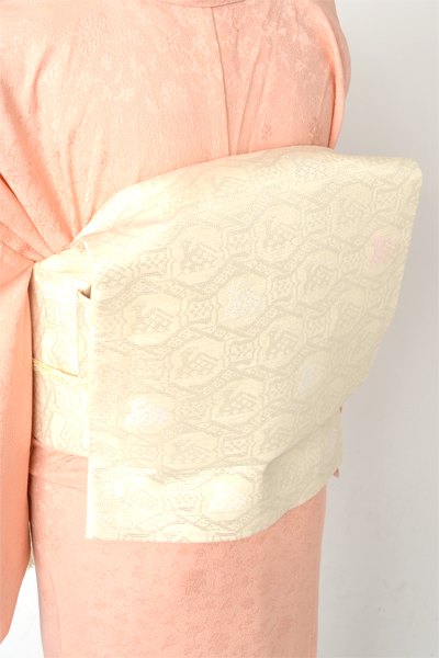 単衣訪問着［サーモンピンクの華文様］