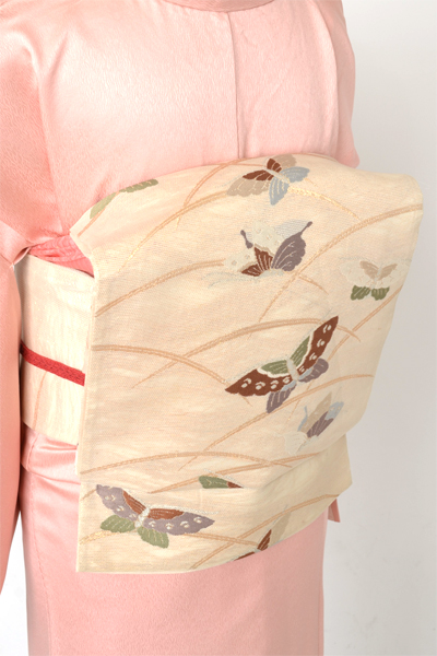 単衣訪問着［薄紅梅色のぶどう模様］