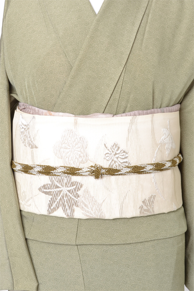 単衣色無地［抹茶色地の江戸小紋］