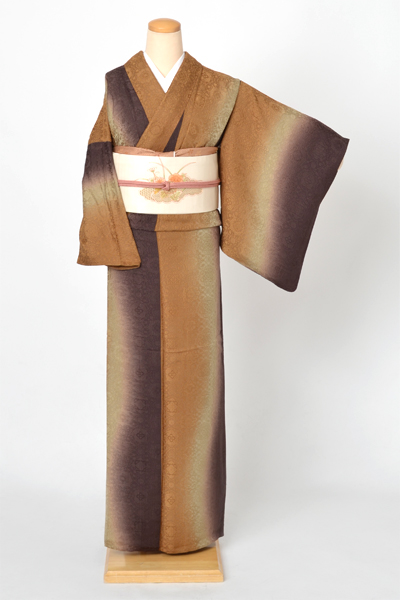 単衣小紋[からし・地模様]