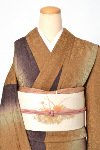 単衣小紋[からし・地模様]