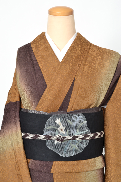 単衣小紋[からし・地模様]