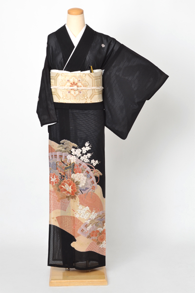 絽黒留袖[檜扇・御所車]