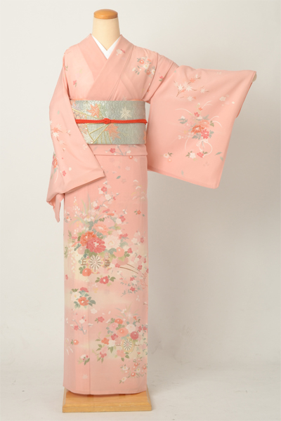 絽訪問着(ピンク・花車)