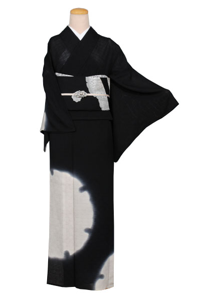 絽訪問着(黒・雪輪)